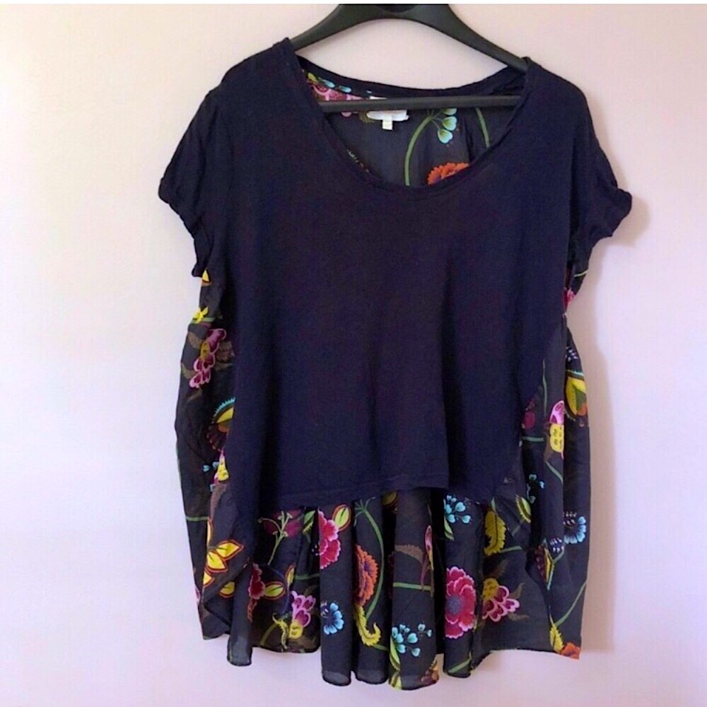 ANTHROPOLOGIE DELETTA High Low Floral Top
